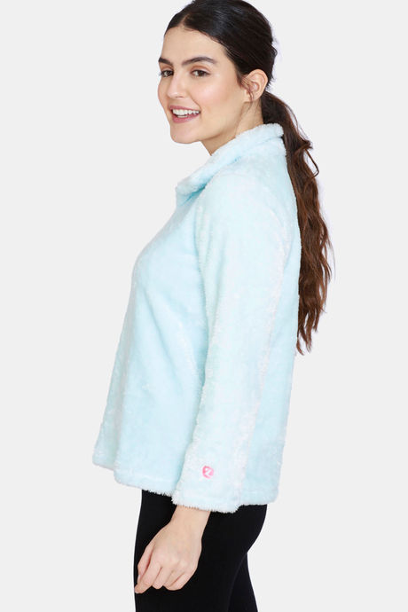 Zivame Fluffy Fur Knit Sweatshirt - Baby Blue — image 2